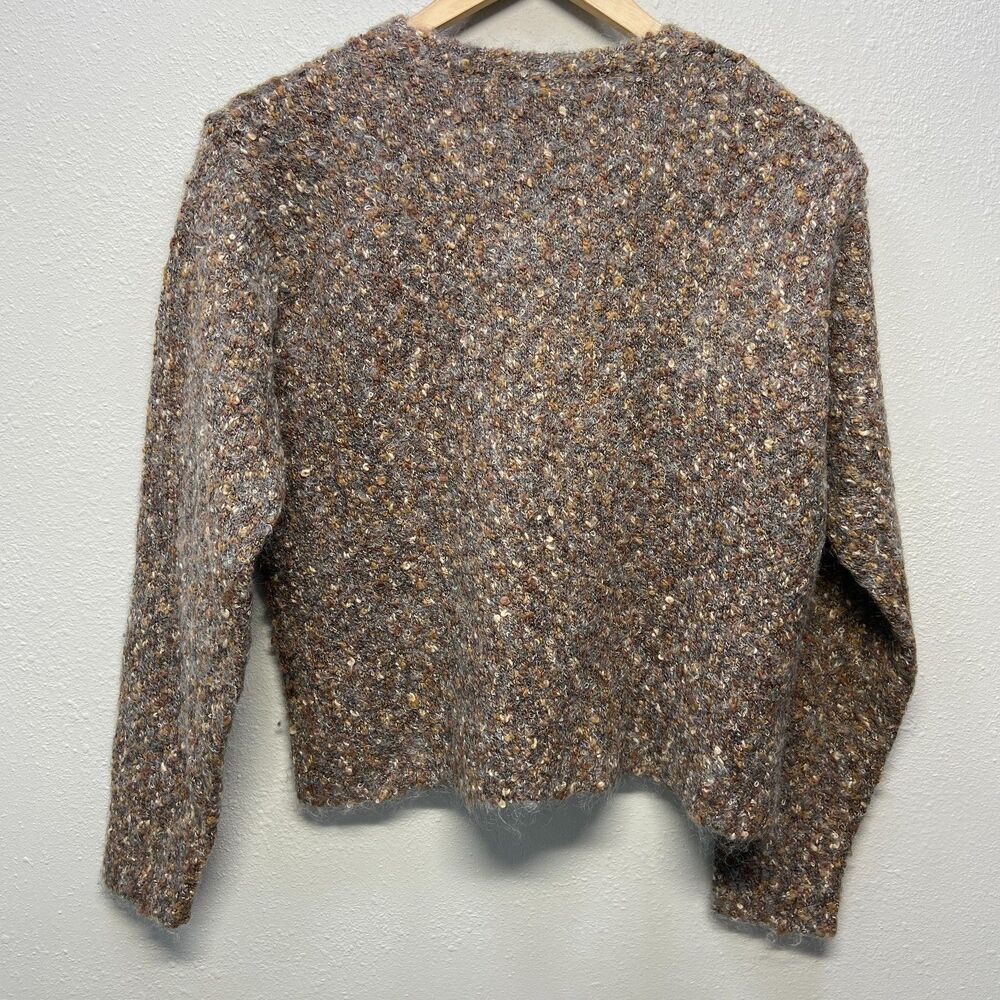 Vtg Lise J. Mohair Wool Mix Plaid Brown Long Sleeve Pullover Sweater Womens sz S - Picture 2 of 5